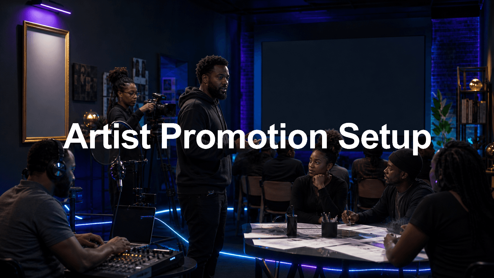 Artist Promotion Setup: artists planning a music and video campaign together